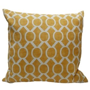🍒 Modern Geometric Pattern Toss Cushion Feather Fill Yellow & White